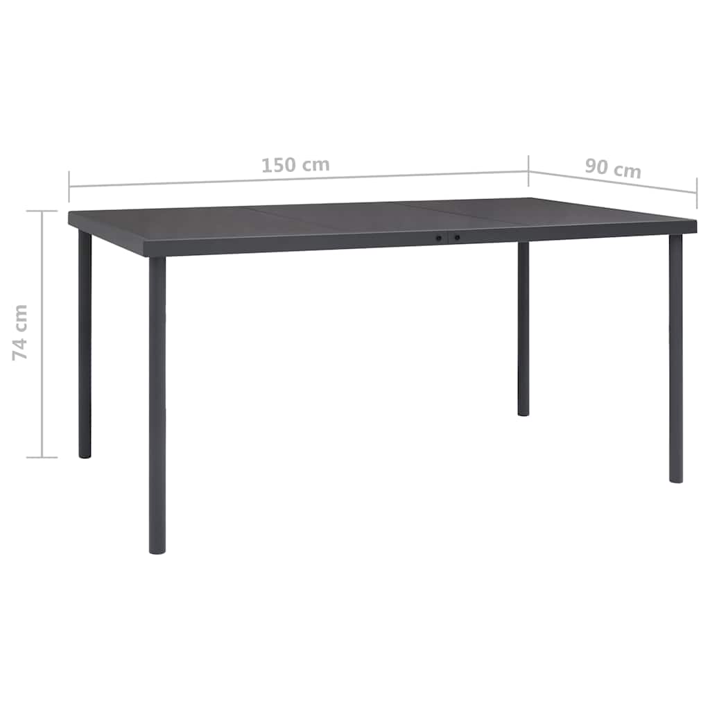313087 vidaXL Outdoor Dining Table Anthracite 150x90x74 cm Steel