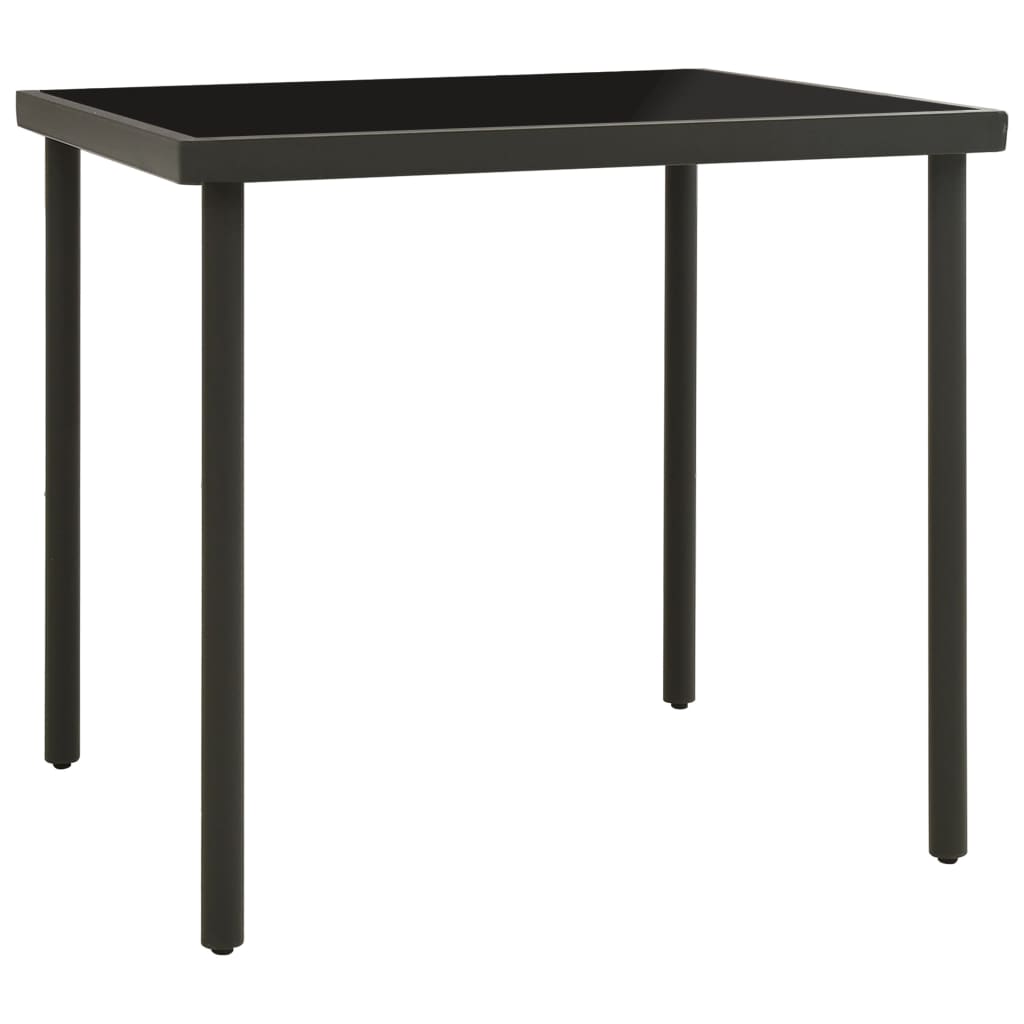 313092 vidaXL Outdoor Dining Table Anthracite 80x80x72 cm Glass and Steel