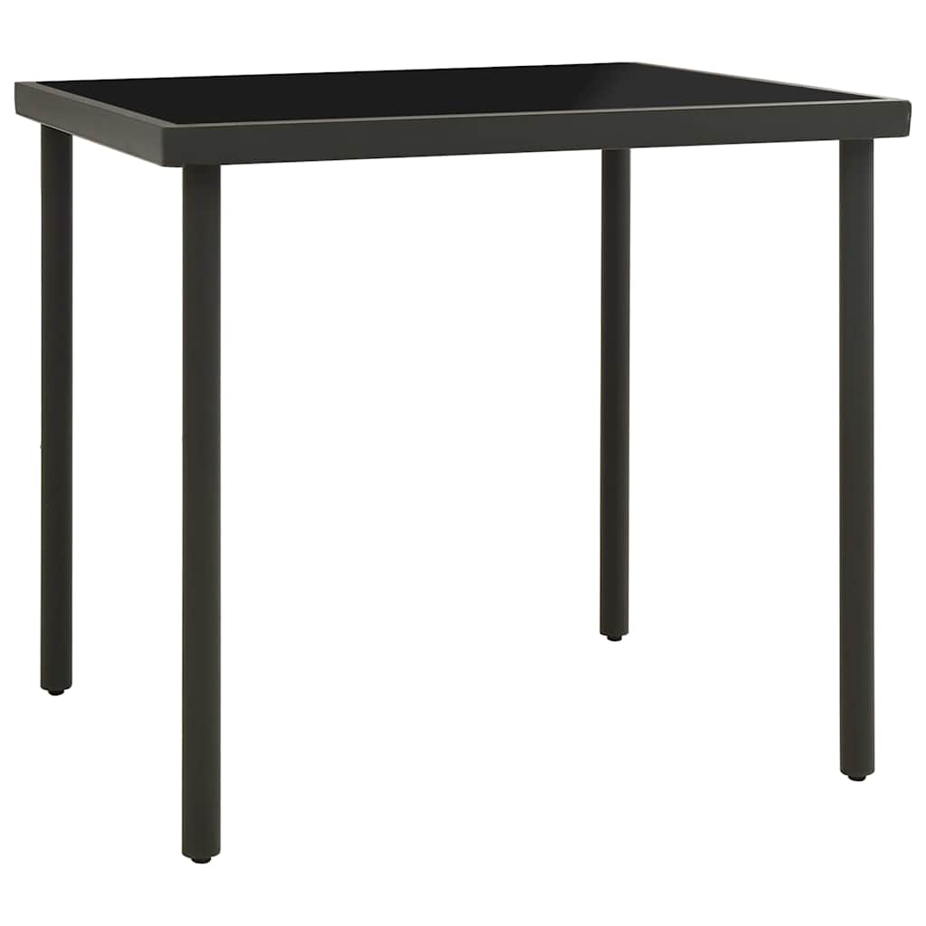 313092 vidaXL Outdoor Dining Table Anthracite 80x80x72 cm Glass and Steel