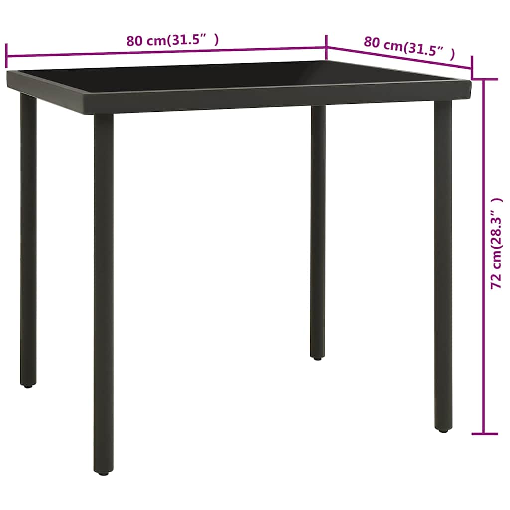 313092 vidaXL Outdoor Dining Table Anthracite 80x80x72 cm Glass and Steel