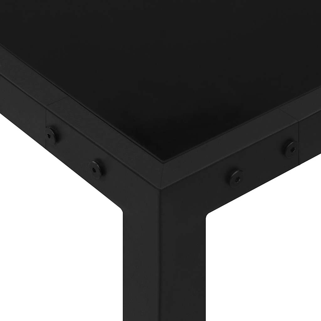 313099 vidaXL Garden Table 130x130x72 cm Black Steel and Glass