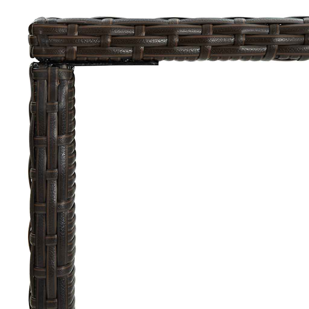 313457 vidaXL Garden Bar Table Brown 70x70x110 cm Poly Rattan and Glass