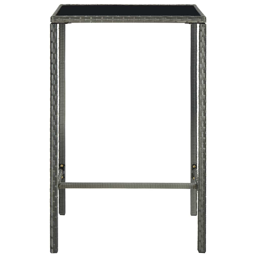 313459 vidaXL Garden Bar Table Grey 70x70x110 cm Poly Rattan and Glass