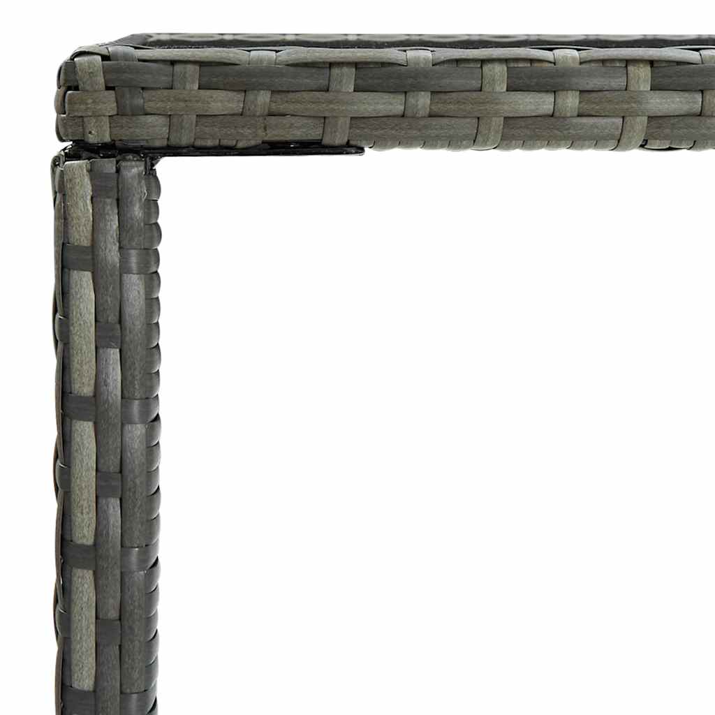 313459 vidaXL Garden Bar Table Grey 70x70x110 cm Poly Rattan and Glass