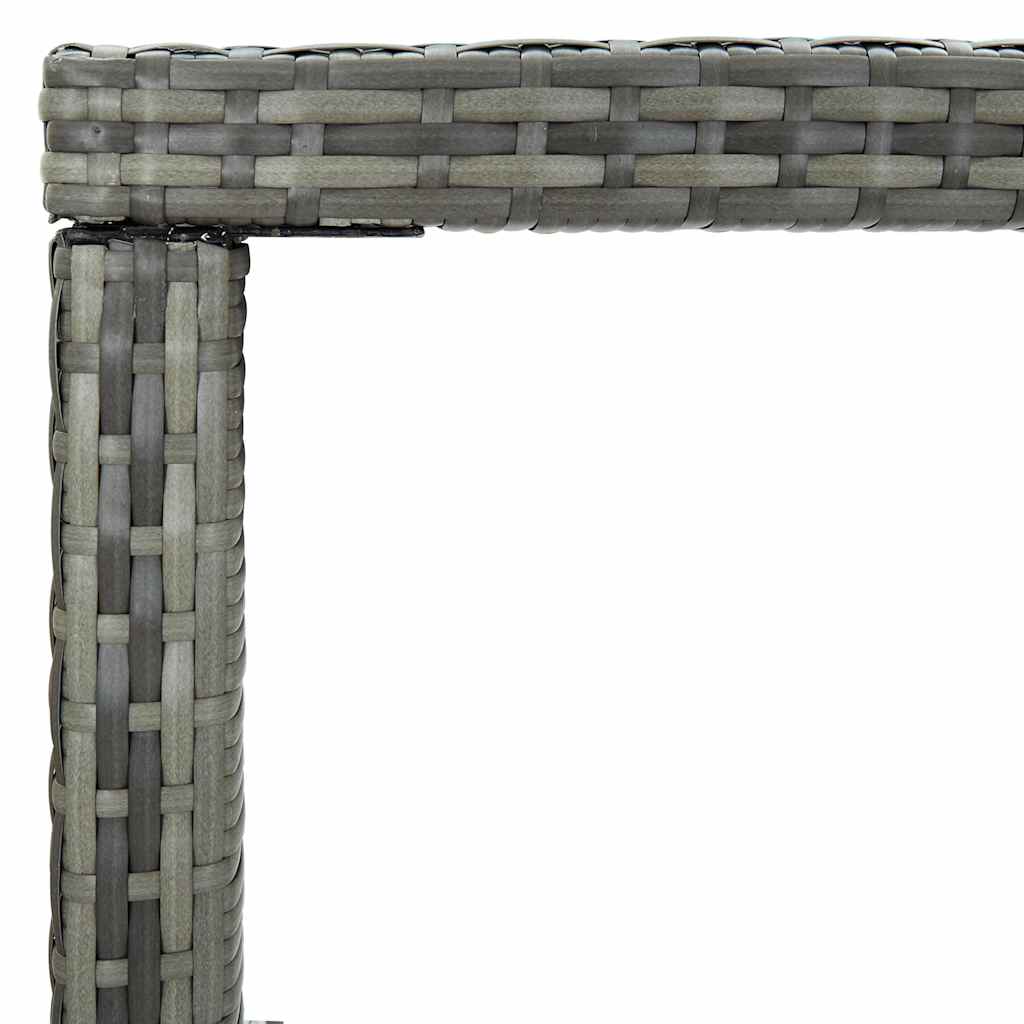 313462 vidaXL Garden Bar Table Grey 130x60x110 cm Poly Rattan and Glass