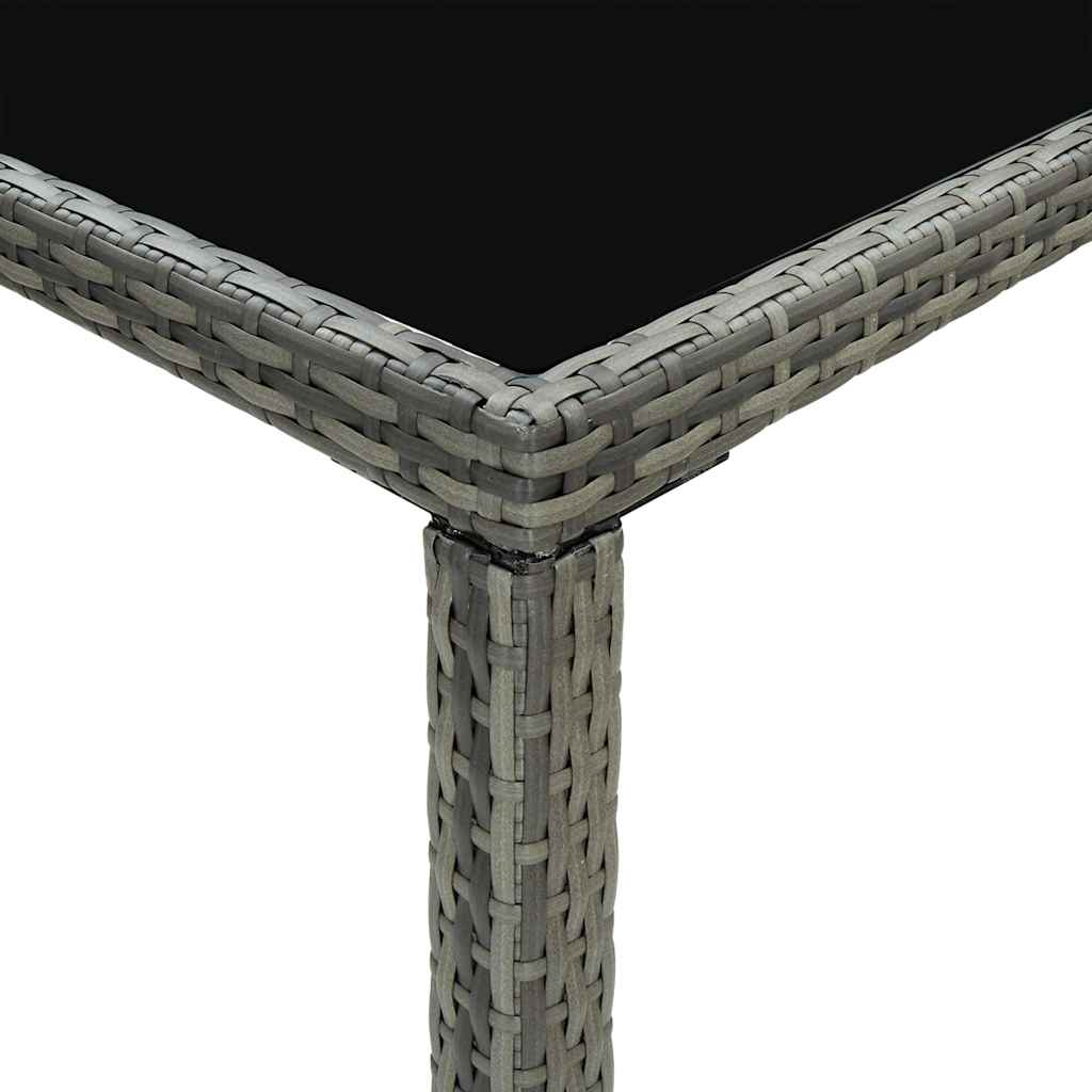 313462 vidaXL Garden Bar Table Grey 130x60x110 cm Poly Rattan and Glass