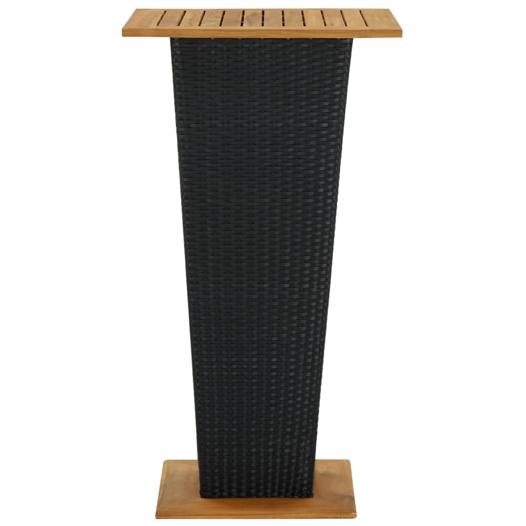 313463 vidaXL Bar Table Black 60x60x110 cm Poly Rattan and Solid Acacia Wood