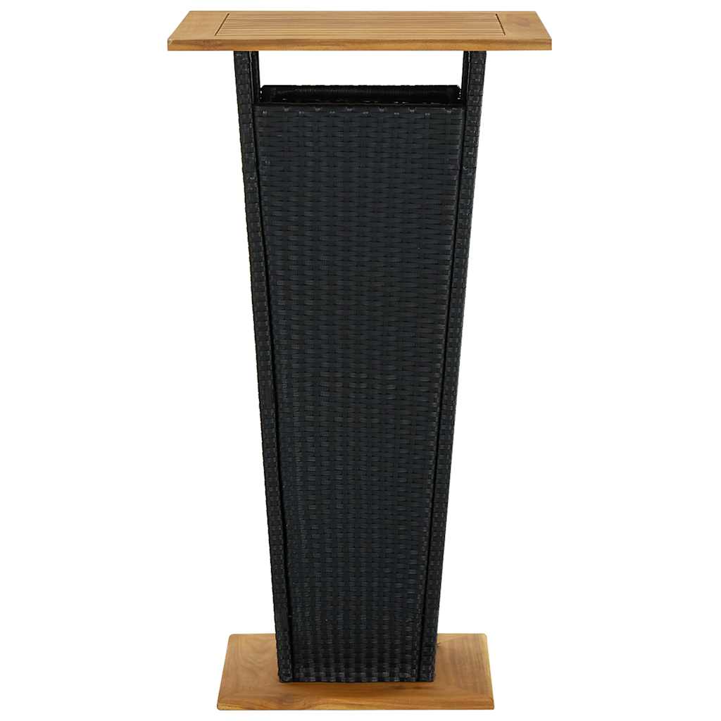 313463 vidaXL Bar Table Black 60x60x110 cm Poly Rattan and Solid Acacia Wood