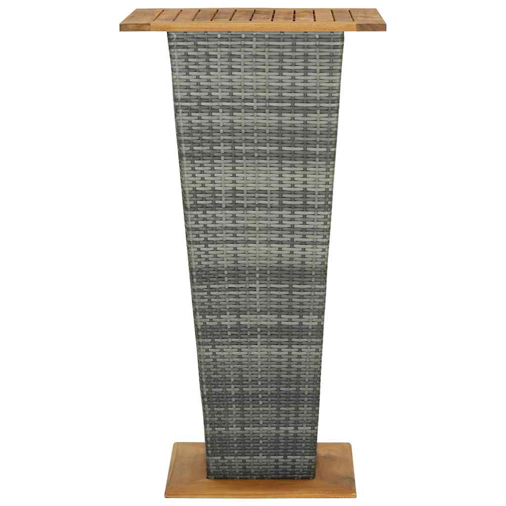 313464 vidaXL Bar Table Grey 60x60x110 cm Poly Rattan and Solid Acacia Wood
