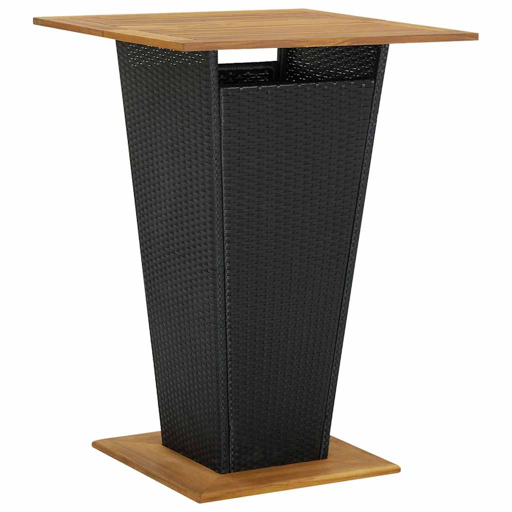 313465 vidaXL Bar Table Black 80x80x110 cm Poly Rattan and Solid Acacia Wood