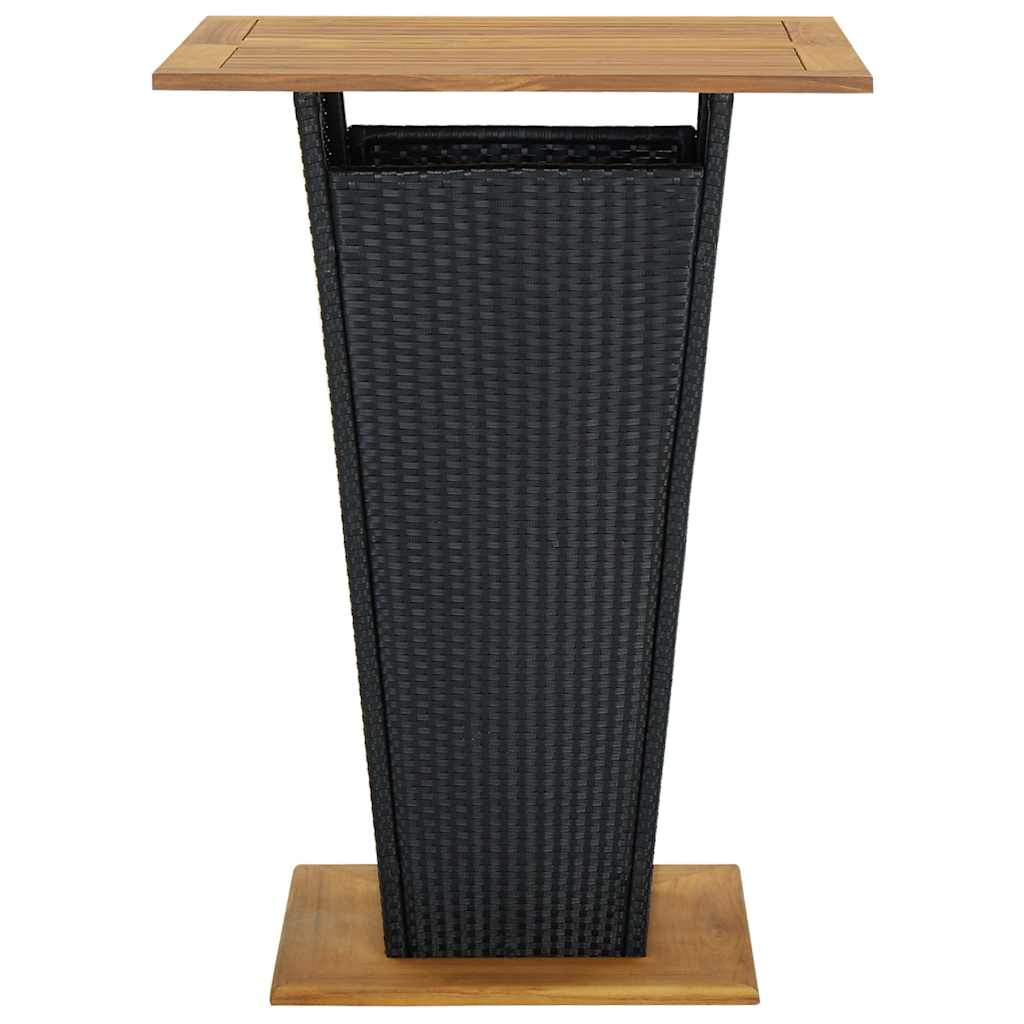 313465 vidaXL Bar Table Black 80x80x110 cm Poly Rattan and Solid Acacia Wood