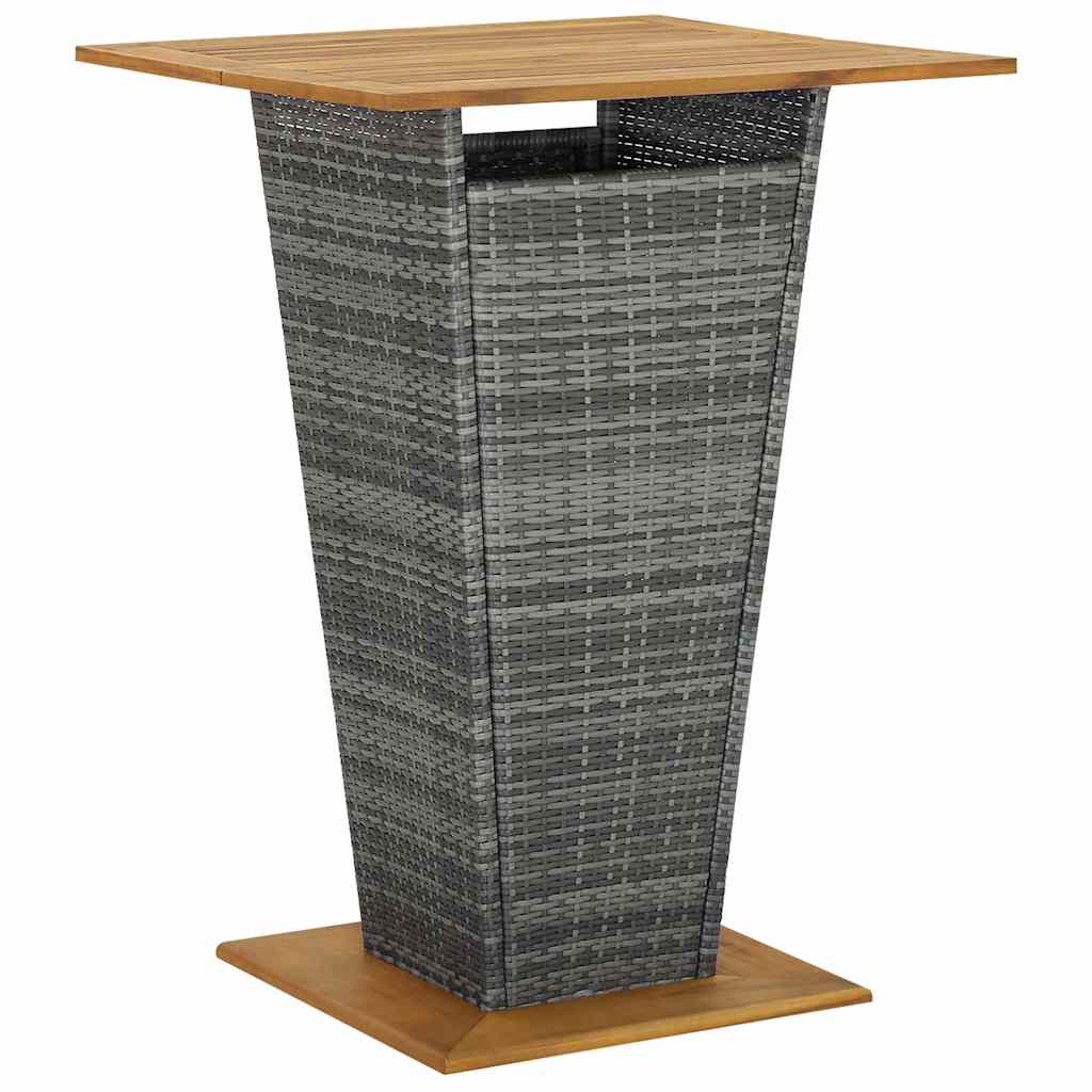 313466 vidaXL Bar Table Grey 80x80x110 cm Poly Rattan and Solid Acacia Wood