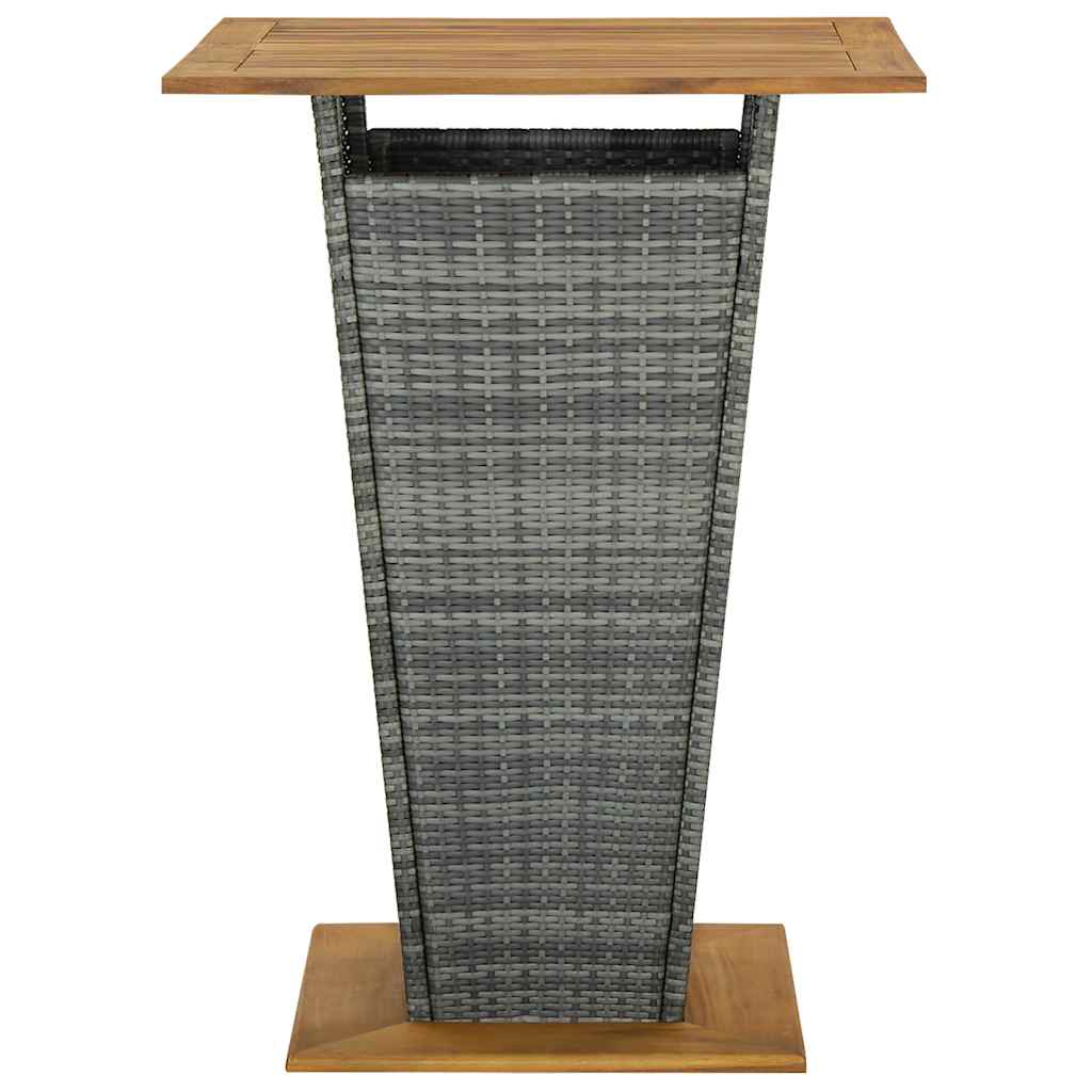 313466 vidaXL Bar Table Grey 80x80x110 cm Poly Rattan and Solid Acacia Wood