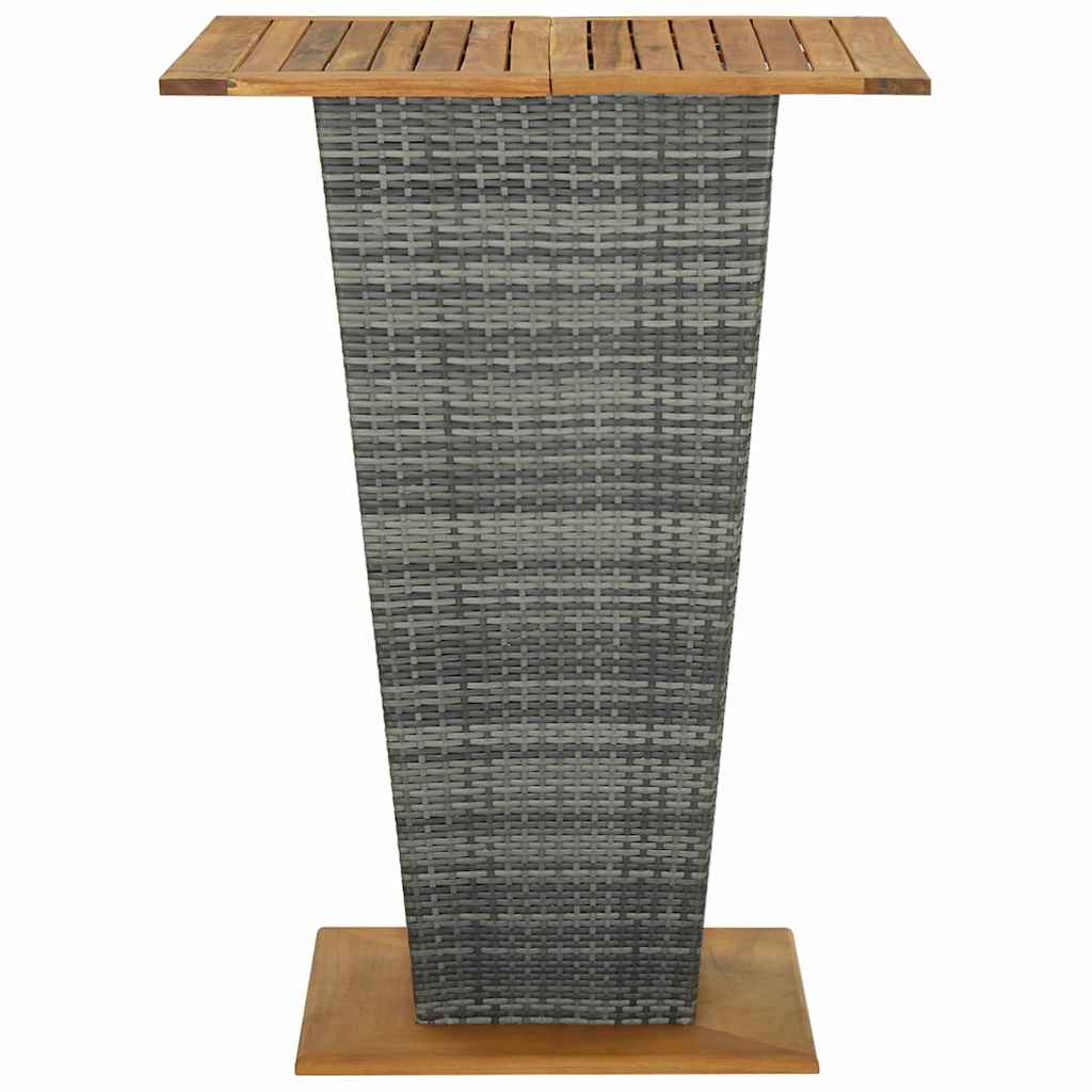 313466 vidaXL Bar Table Grey 80x80x110 cm Poly Rattan and Solid Acacia Wood