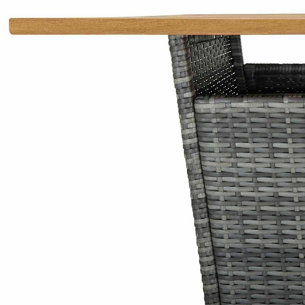 313466 vidaXL Bar Table Grey 80x80x110 cm Poly Rattan and Solid Acacia Wood