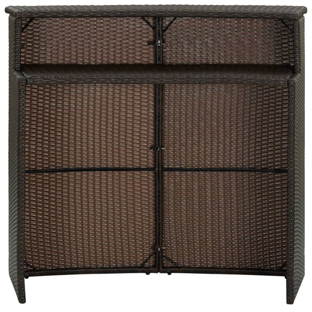 vidaXL Garden Bar Table Brown 120x55x110 cm Poly Rattan