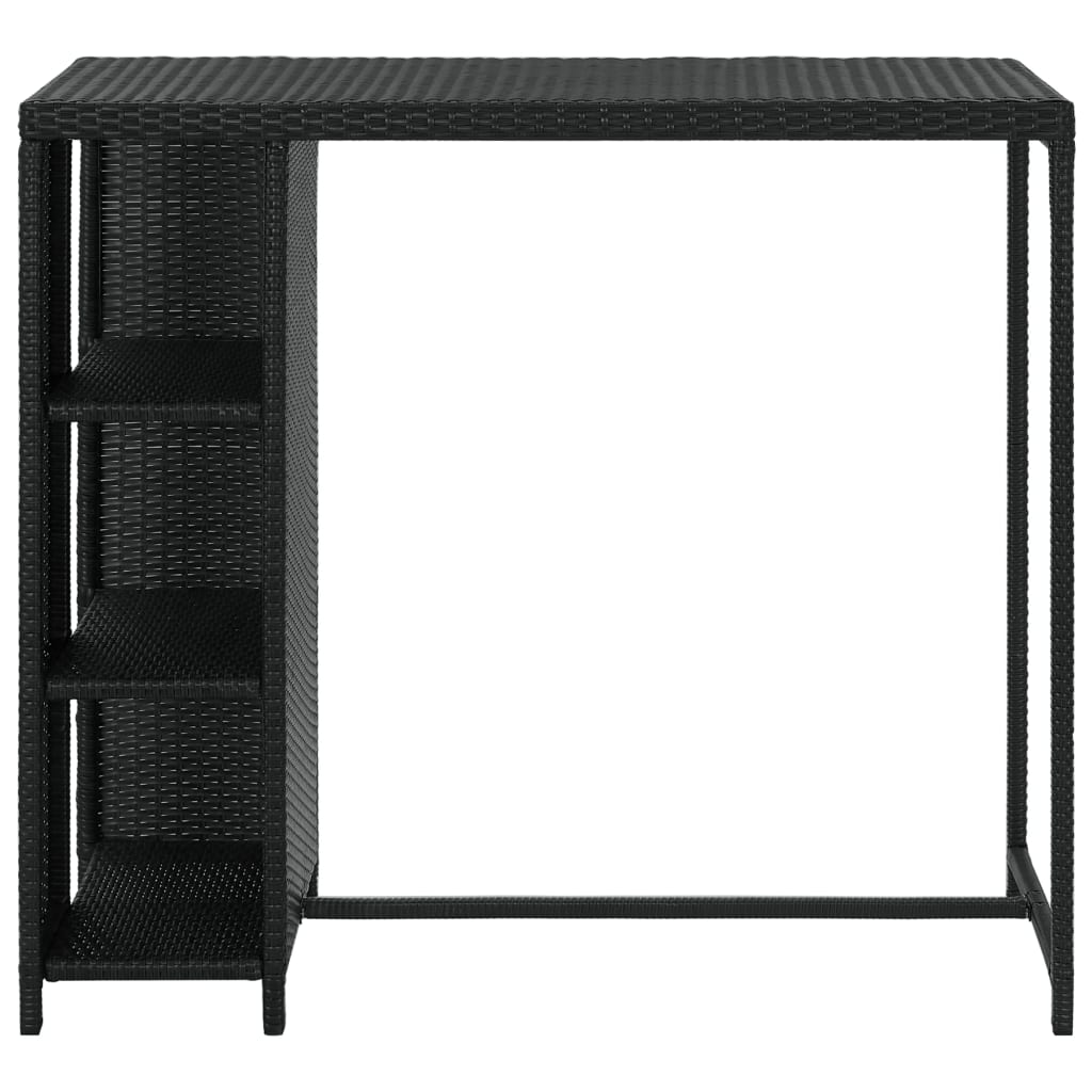 vidaXL Bar Table with Storage Rack Black 120x60x110 cm Poly Rattan