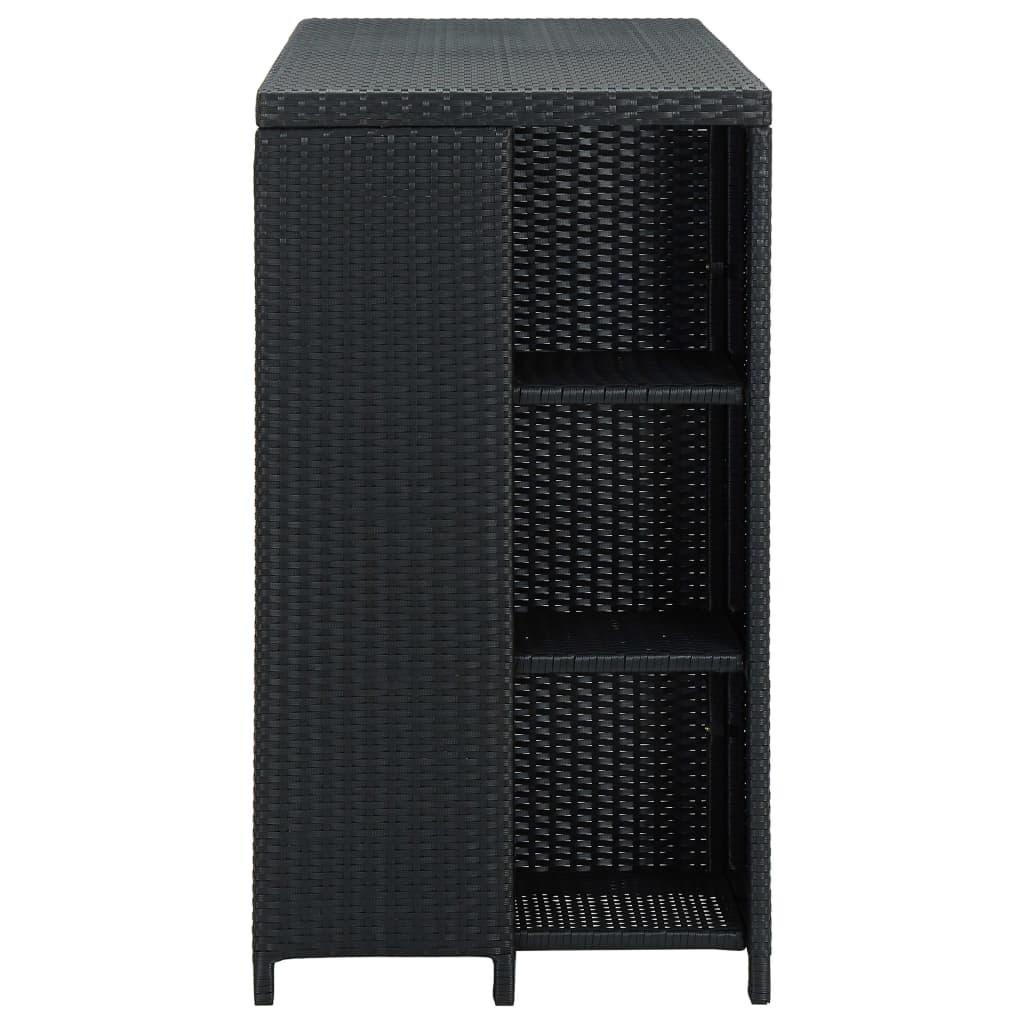 vidaXL Bar Table with Storage Rack Black 120x60x110 cm Poly Rattan
