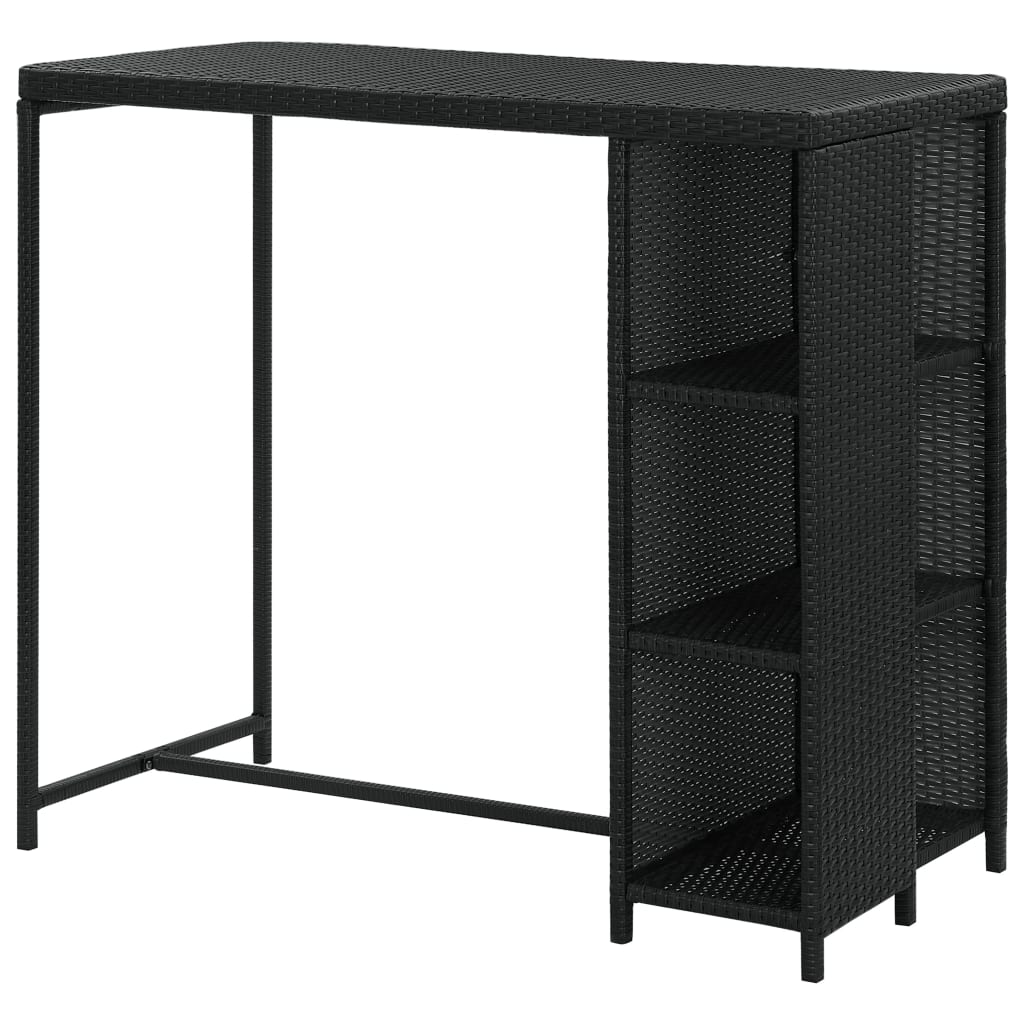 vidaXL Bar Table with Storage Rack Black 120x60x110 cm Poly Rattan