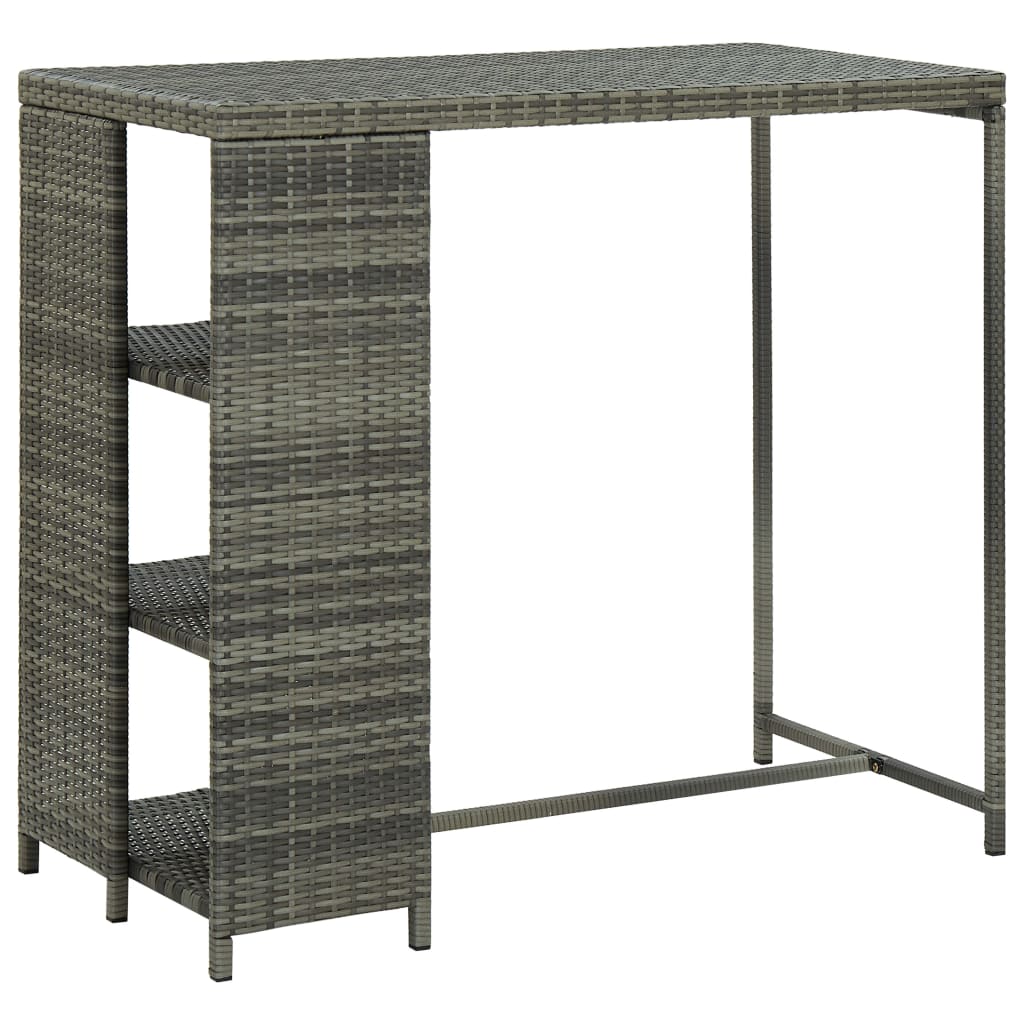 vidaXL Bar Table with Storage Rack Grey 120x60x110 cm Poly Rattan