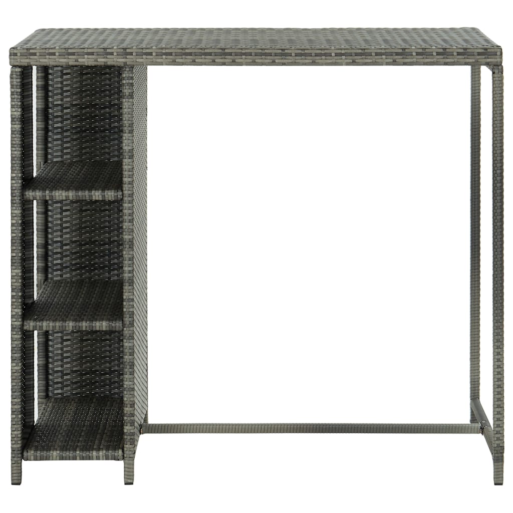 vidaXL Bar Table with Storage Rack Grey 120x60x110 cm Poly Rattan