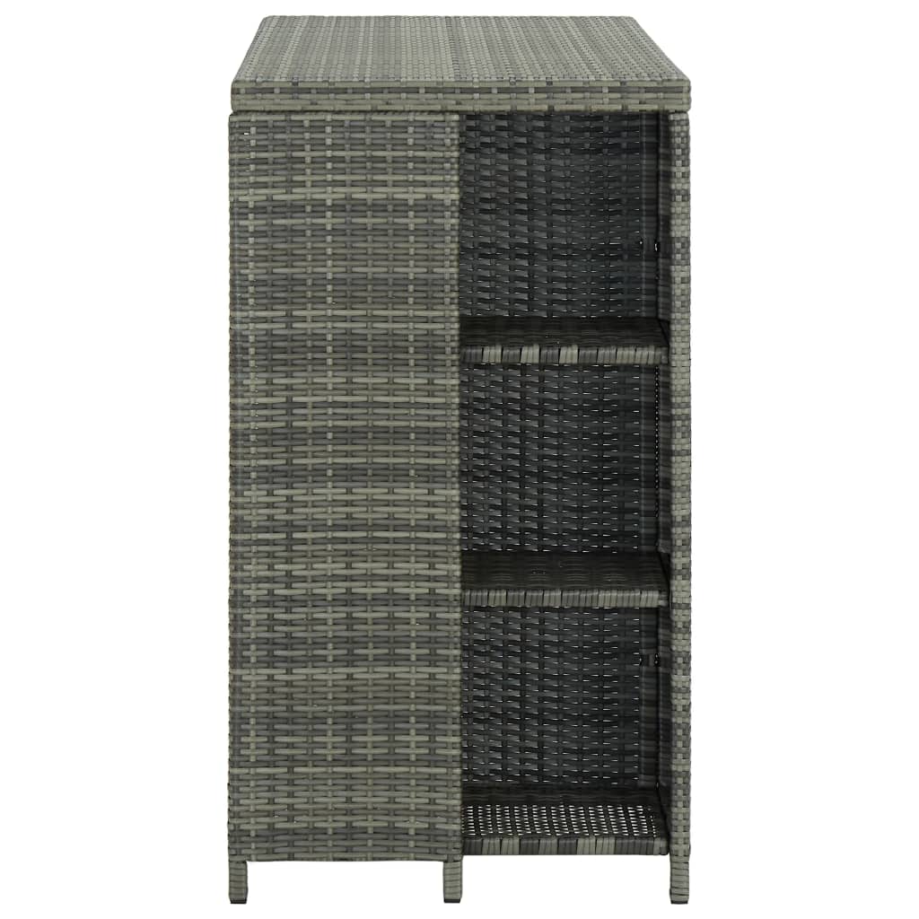 vidaXL Bar Table with Storage Rack Grey 120x60x110 cm Poly Rattan