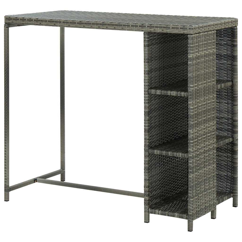 vidaXL Bar Table with Storage Rack Grey 120x60x110 cm Poly Rattan