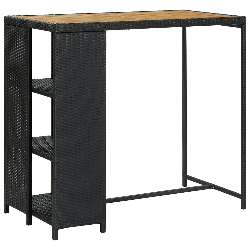 vidaXL Bar Table with Storage Rack Black 120x60x110 cm Poly Rattan