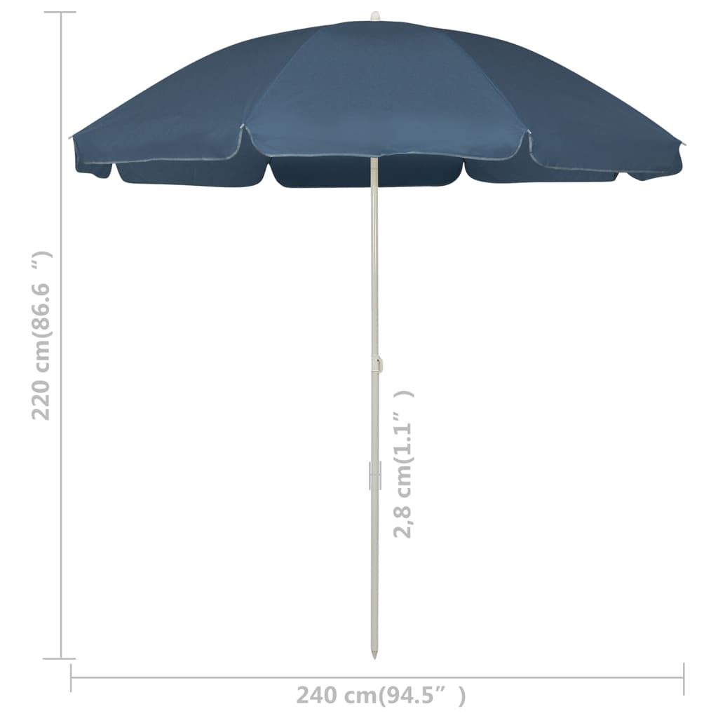 vidaXL Beach Parasol Blue 240 cm