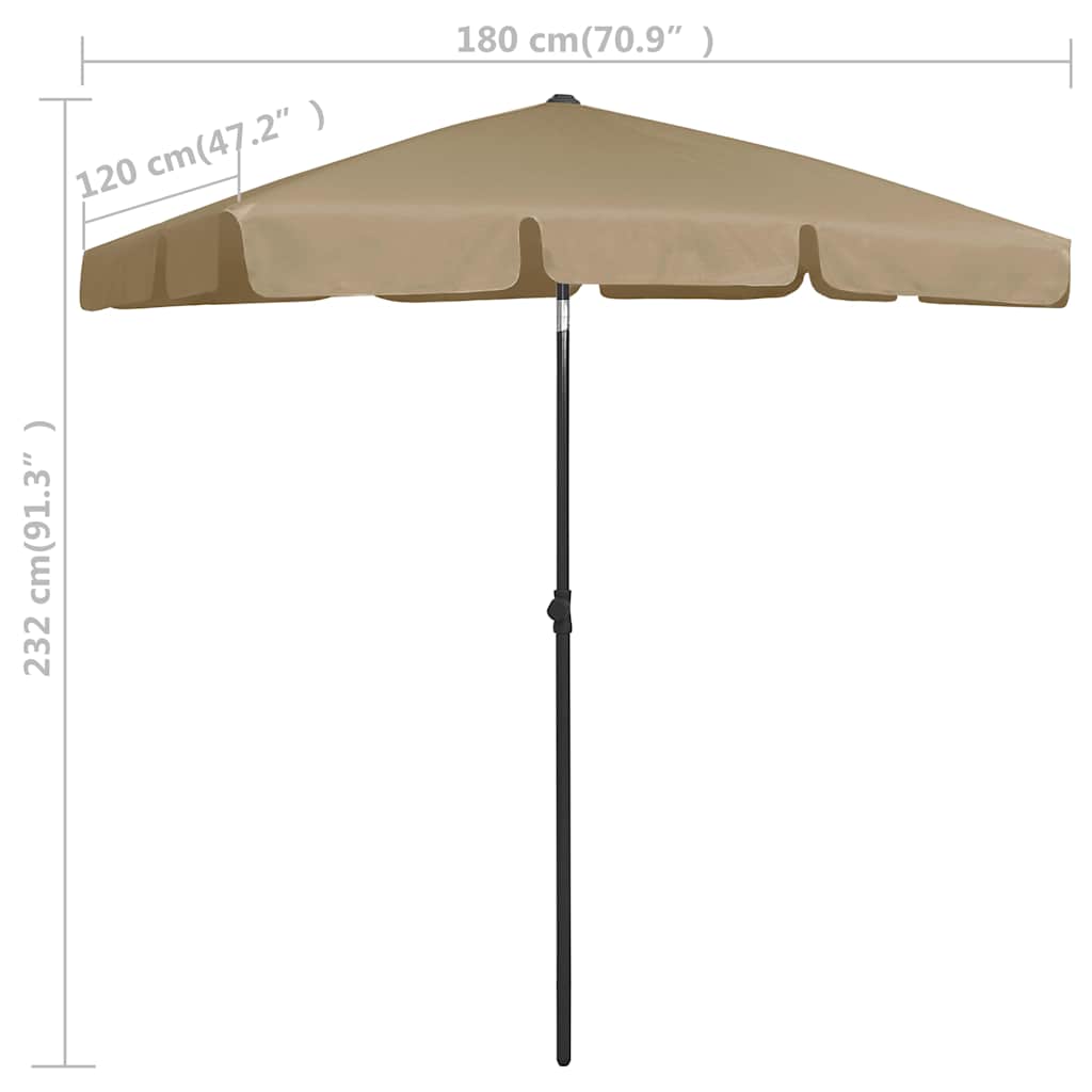 314722 vidaXL Beach Parasol Taupe 180x120 cm