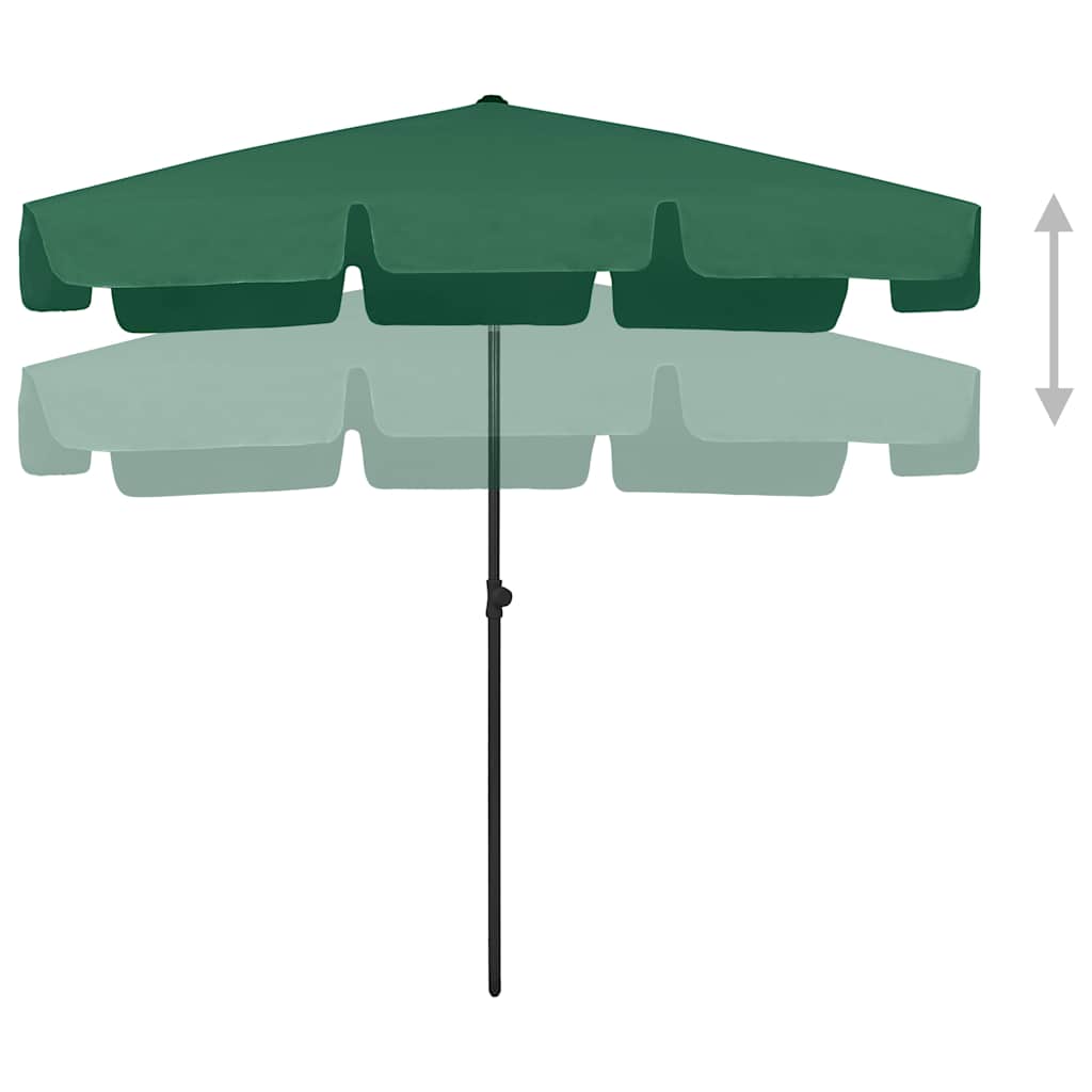 Beach Parasol | Green | Polyester | 200x125 cm | Tiltable | Beach Parasol