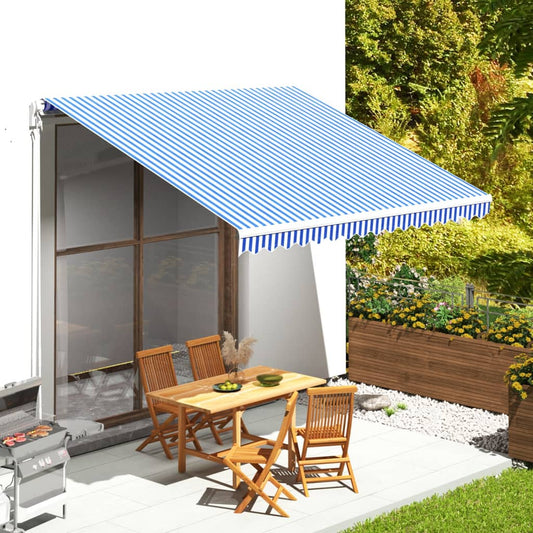 Awning Replacement Fabric Blue and White 4x3.5 m Polyester