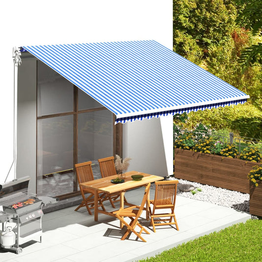 Awning Replacement Fabric Blue and White 4.5x3.5 m Polyester