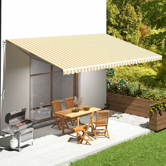 Awning Replacement Fabric Yellow and White 6x3.5 m Polyester