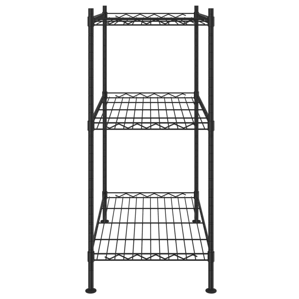 vidaXL 3-Tier Storage Rack 60x35x76 cm Black 150 kg