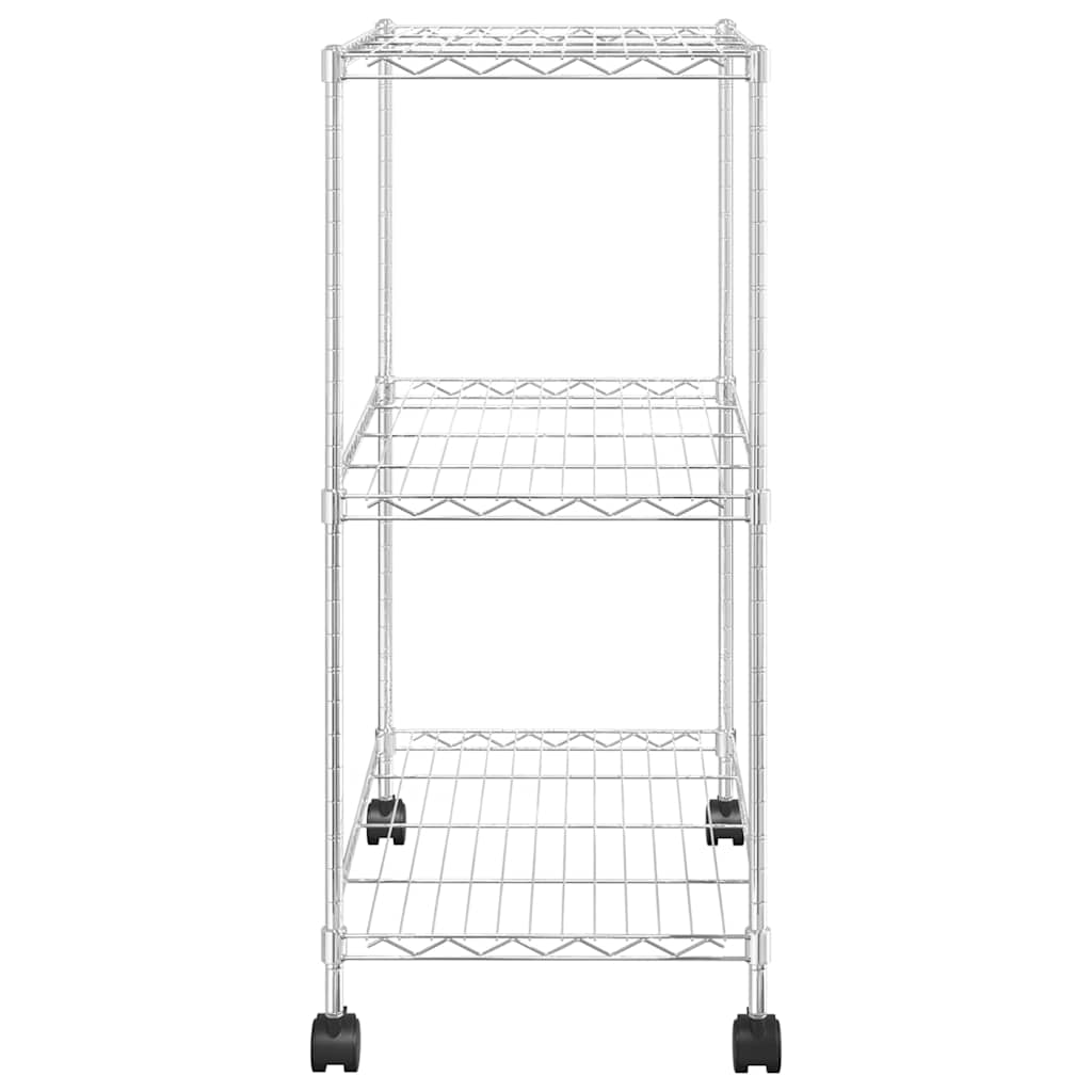 3-Tier Storage Rack with Wheels 60x35x81 cm Chrome 150 kg