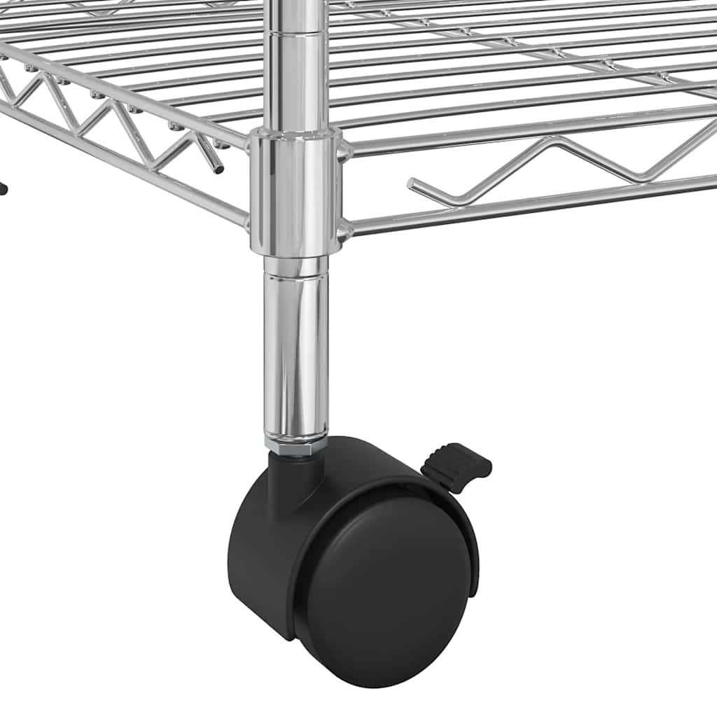 3-Tier Storage Rack with Wheels 60x35x81 cm Chrome 150 kg