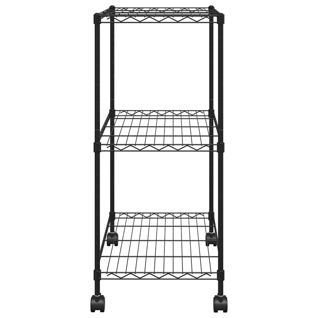3-Tier Storage Rack with Wheels 60x35x81 cm Black 150 kg