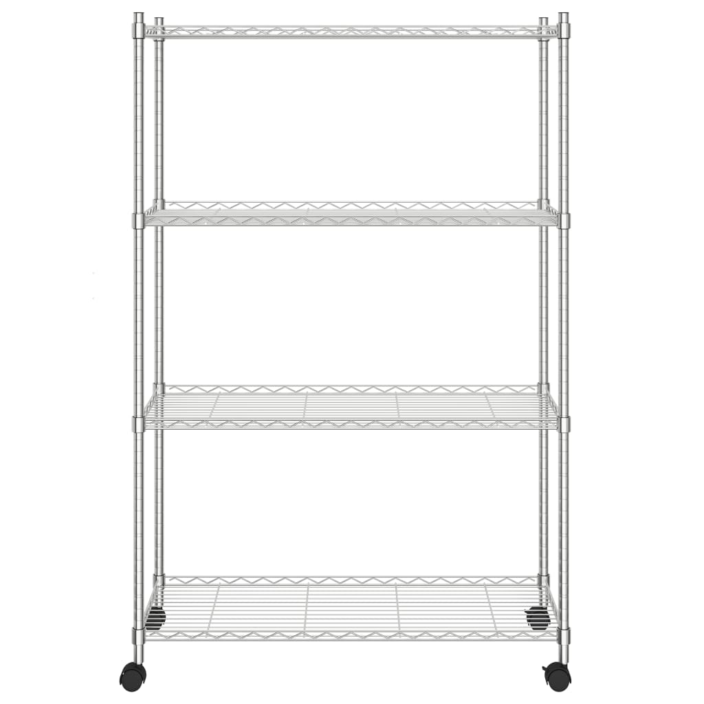 vidaXL 4-Tier Storage Shelf with Wheels 90x35x142 cm Chrome 200 kg