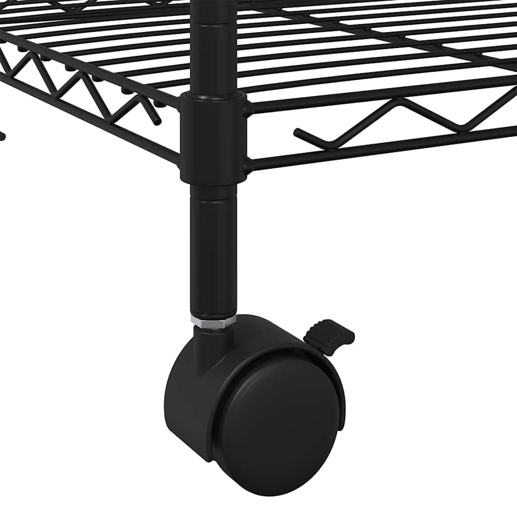 4-Tier Storage Shelf with Wheels 90x35x142 cm Black 200 kg
