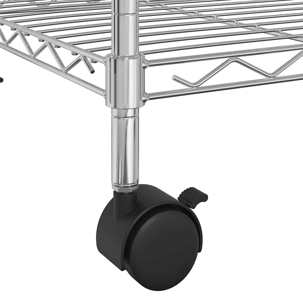 5-Tier Storage Shelf with Wheels 75x35x155 cm Chrome 250 kg