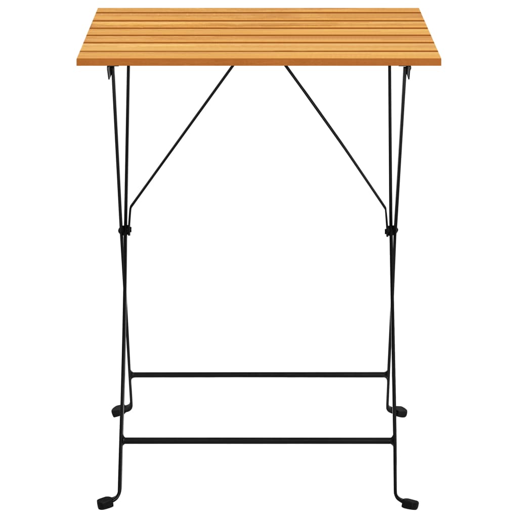 Bistro Table And Chair | Brown and Black | Solid Acacia Wood | Medium