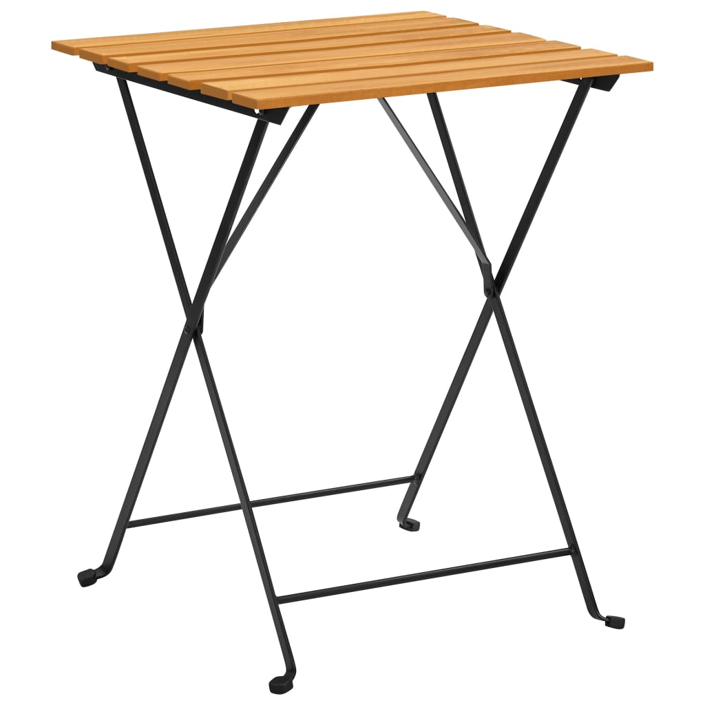 Bistro Table And Chair | Brown and Black | Solid Acacia Wood | Medium