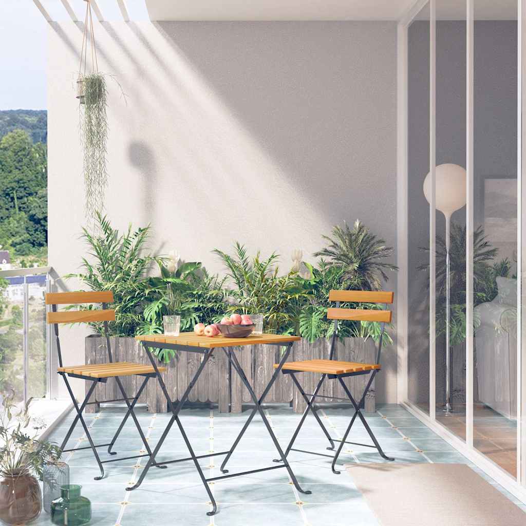 313157 vidaXL 3 Piece Folding Bistro Set Solid Acacia Wood