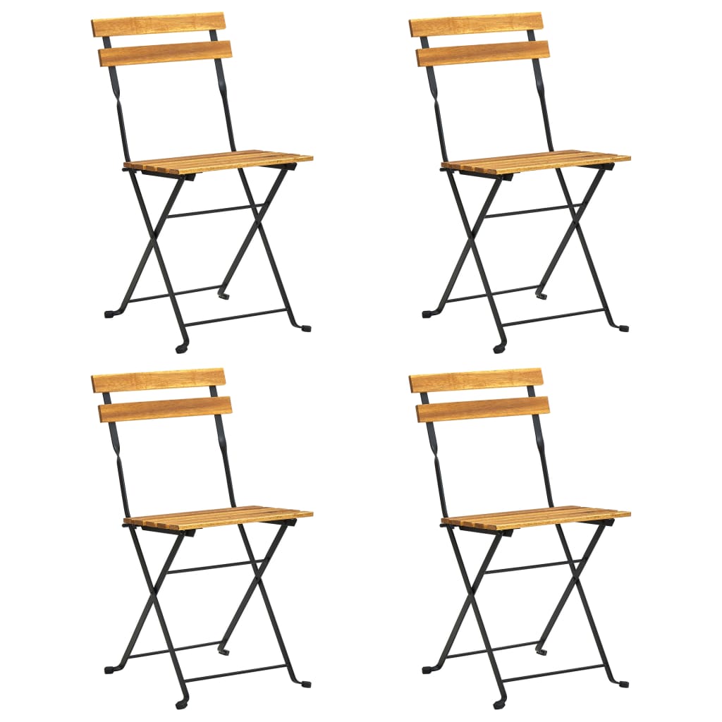 Bistro Chair | Set of 4 | Brown, Black | Solid Acacia wood, Steel