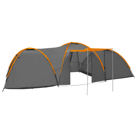 vidaXL Camping Igloo Tent 650x240x190 cm 8 Person Grey and Orange