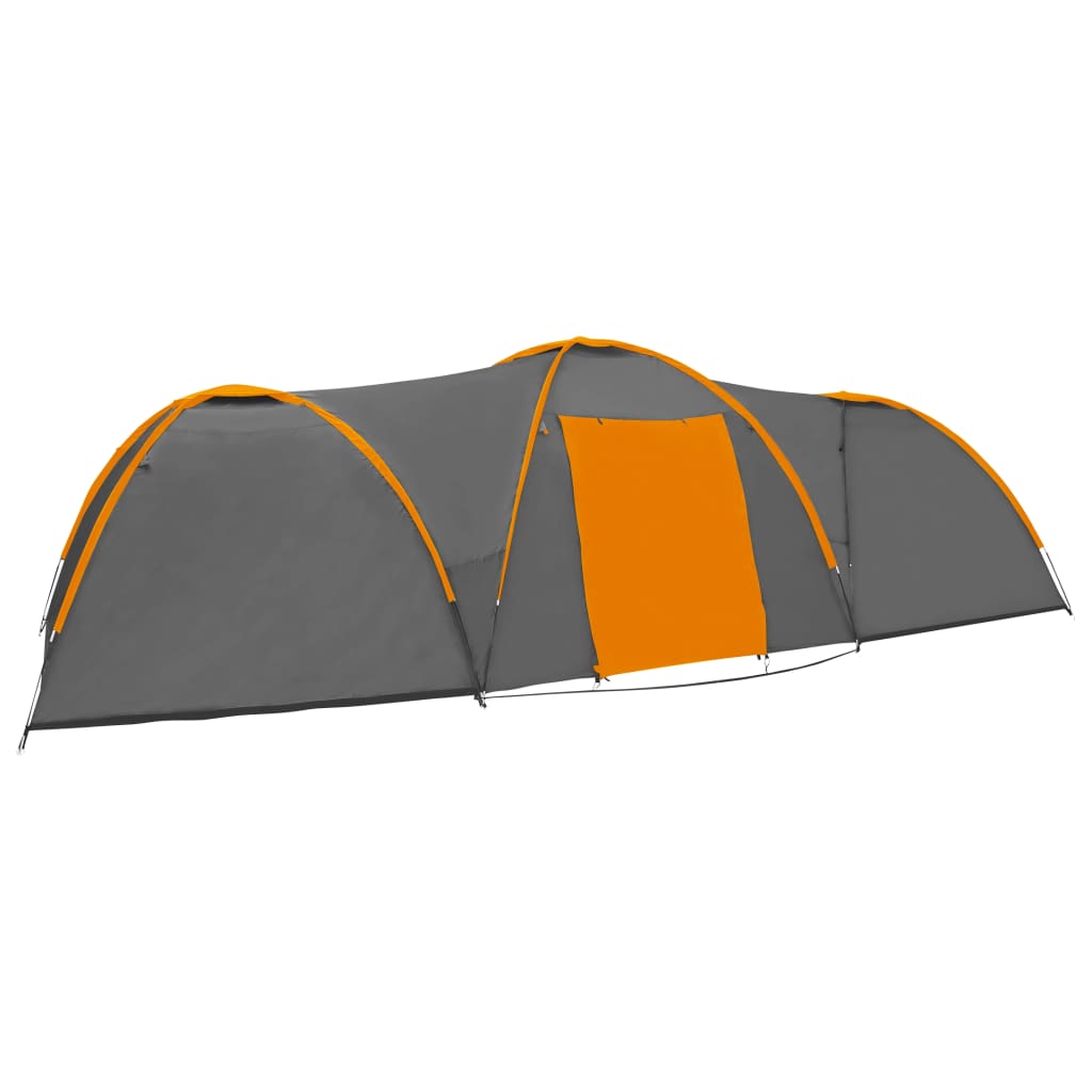 vidaXL Camping Igloo Tent 650x240x190 cm 8 Person Grey and Orange