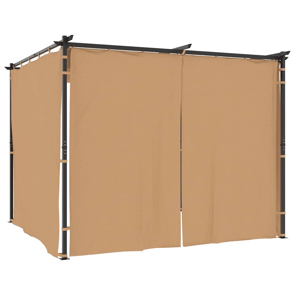 vidaXL Gazebo with Curtains 3x3 m Taupe Steel