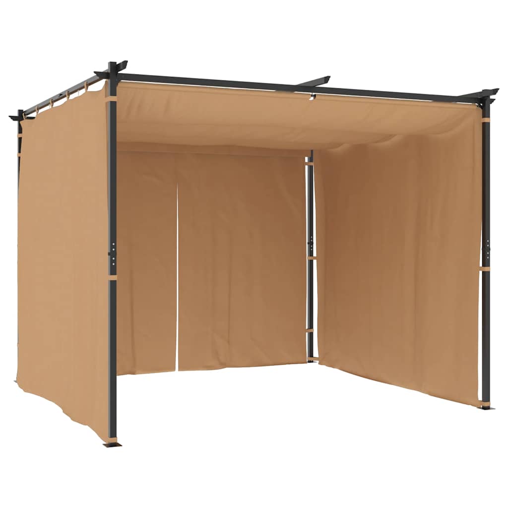 vidaXL Gazebo with Curtains 3x3 m Taupe Steel