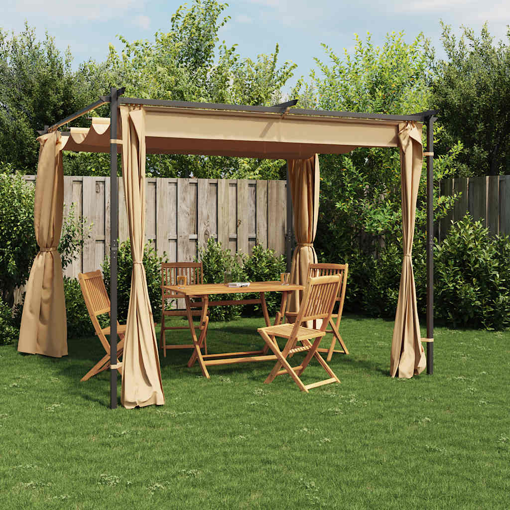 vidaXL Gazebo with Curtains 3x3 m Taupe Steel